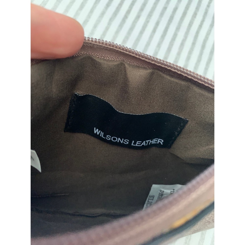 Wilsons Leather Textured Wristlet Pouch Gold Hardware New - Picture 7 of 10